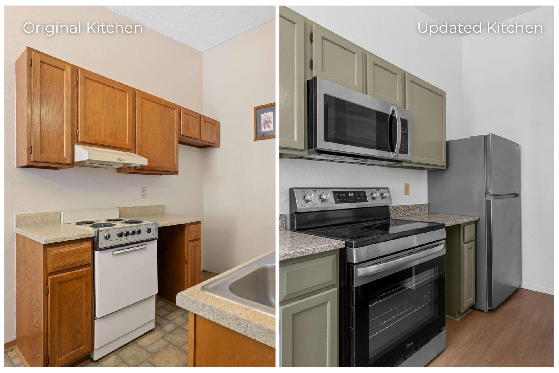 68 Rasso Way, #74, Kimberling City, MO 65686 Before and After of the Kitchen