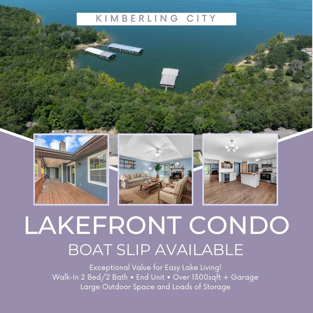 40 Kimberling, #1, Kimberling City, MO 65686 Purple Minimalist Real Estate Promotion