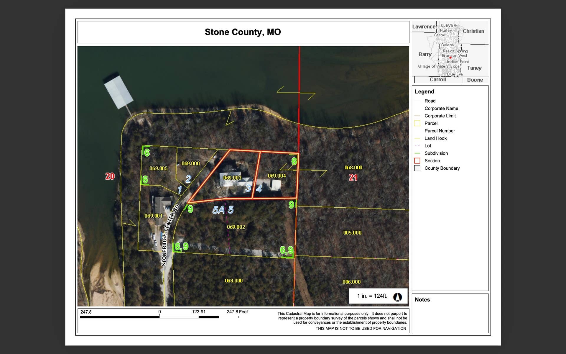 Branson West, MO 65737 2193 Stoneridge GIS screen shot