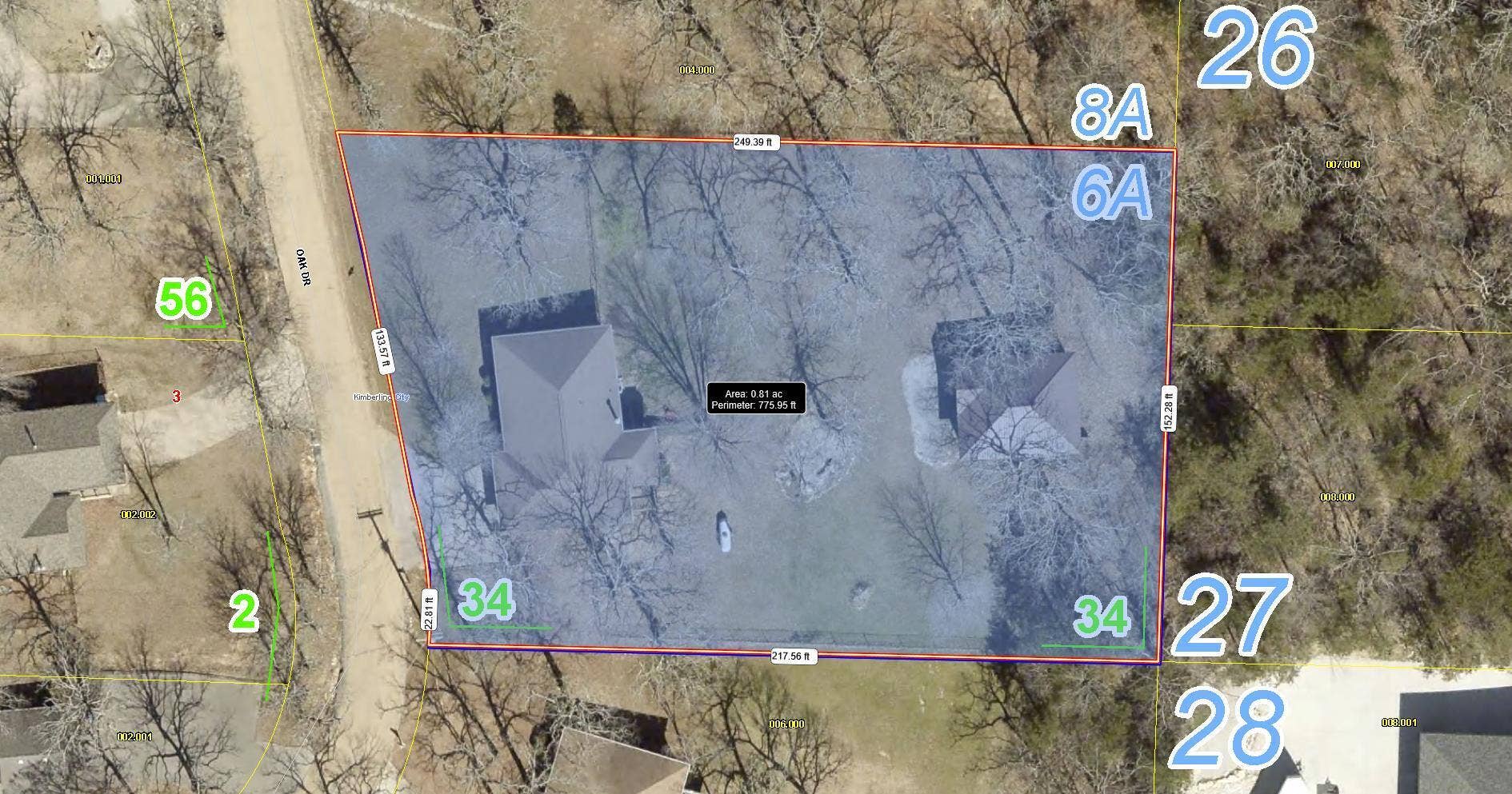 107 Oak Drive, Kimberling City, MO 65686 Aerial measurements 107 Oak Dr
