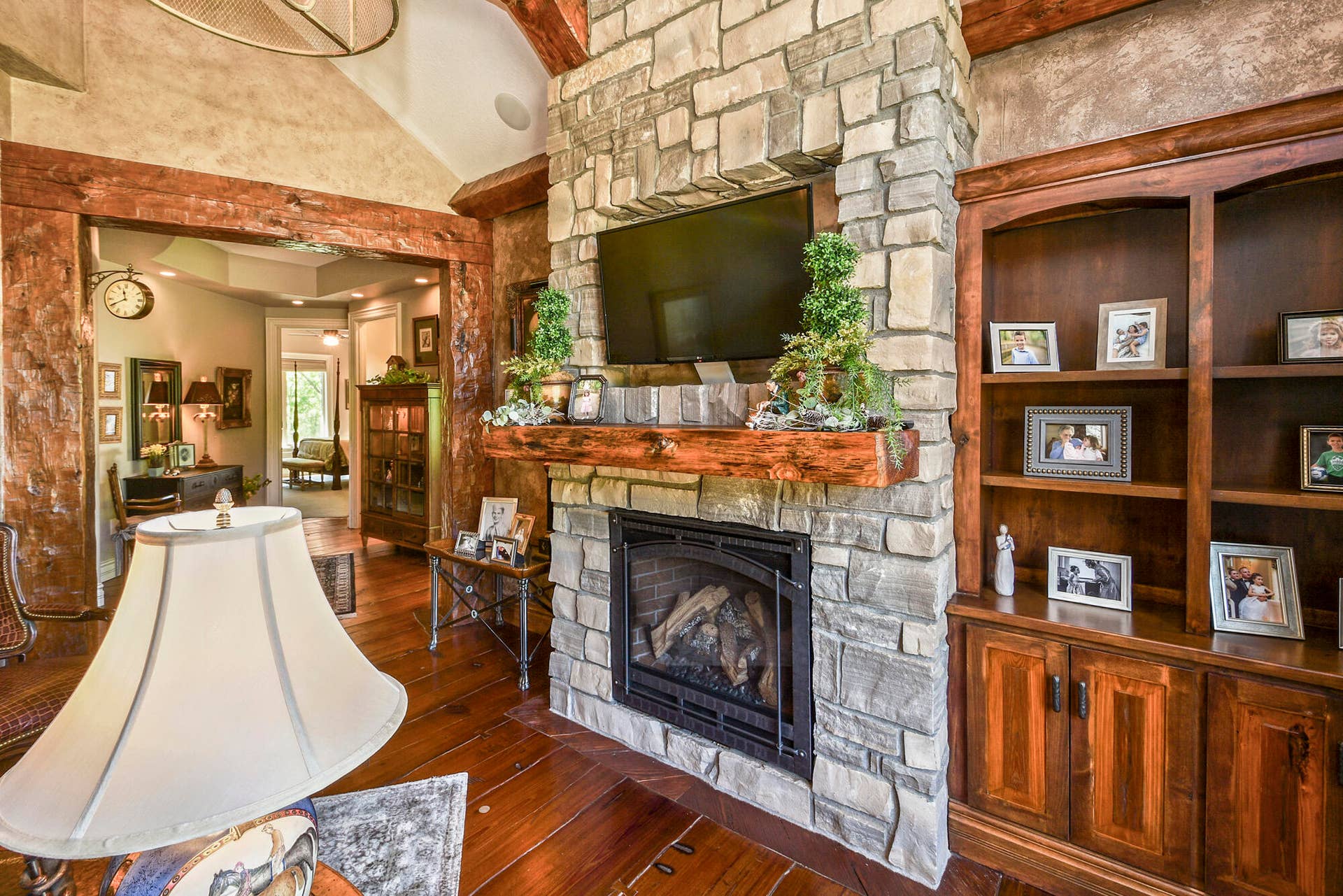 Floor to Ceiling Fireplace in Study