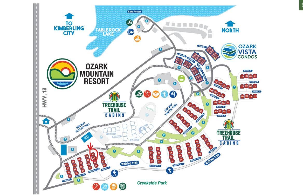 395 Ozark Mountain Resort Drive, #Cabin 60, Kimberling City, MO 65686 OMR Resort Map