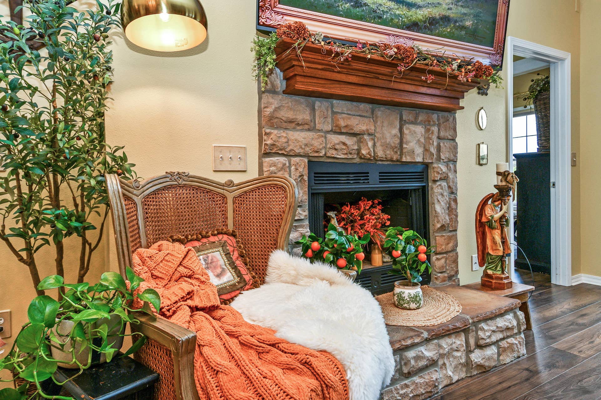 103 N Tuscany Dr Large Wood Mantel