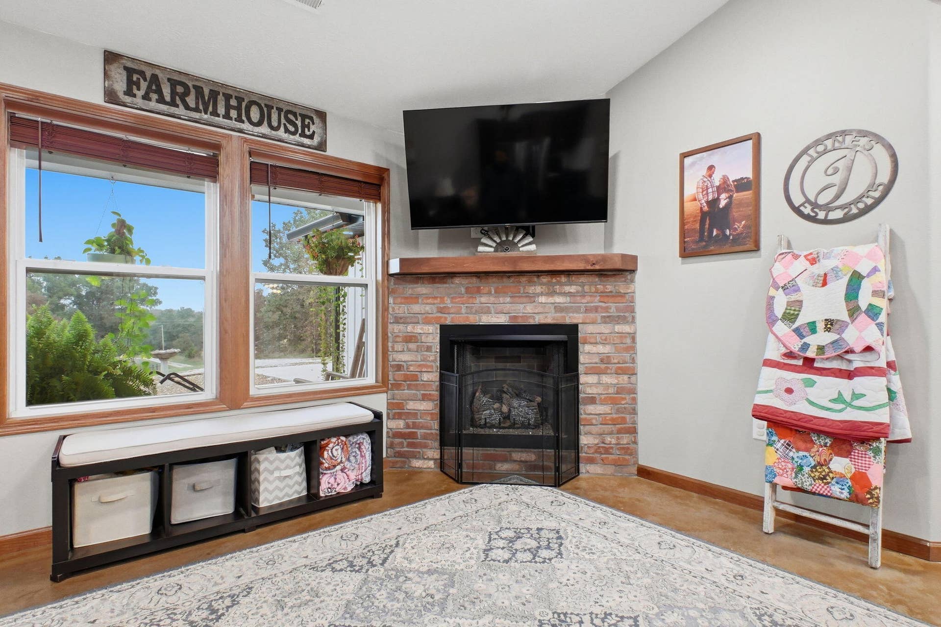 Beautiful brick fireplace