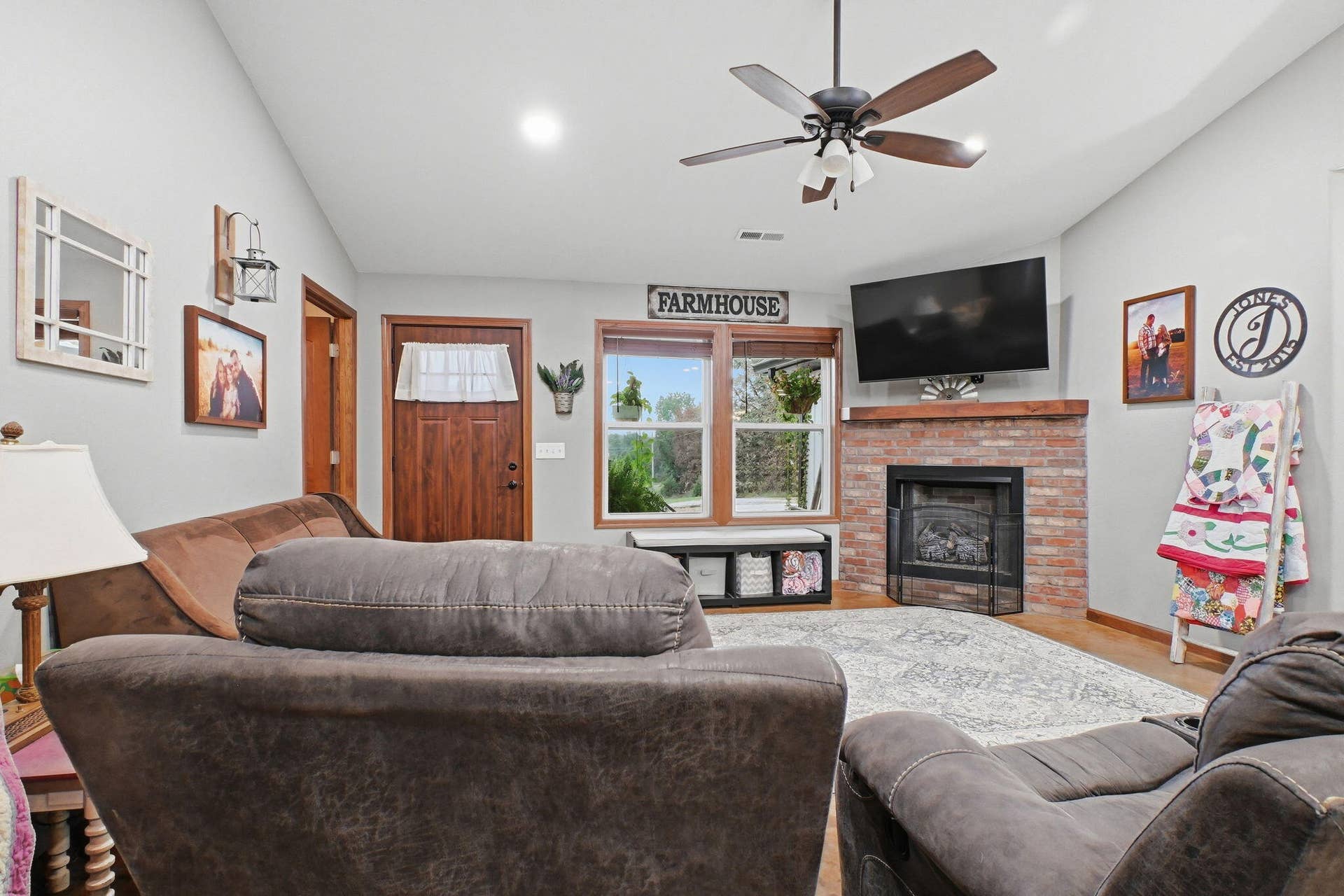 Living room with fireplace