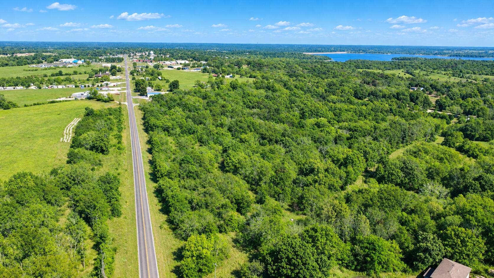 000 S 39 Highway, Stockton, MO 65785 Aerial Road to Lakeside Town