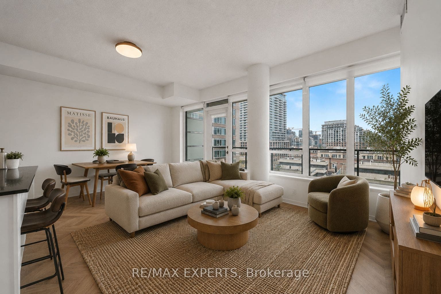 55 East Liberty Street, #715, Toronto C, Toronto ON M6K 3P9 Furnished Living Space (Virtual Stage)