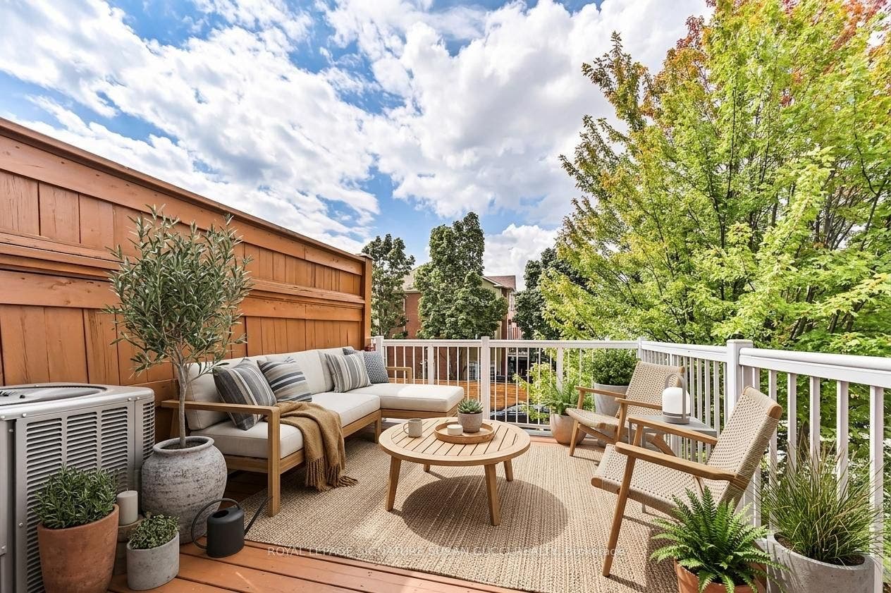 Large patio off kitchen -tree lined view