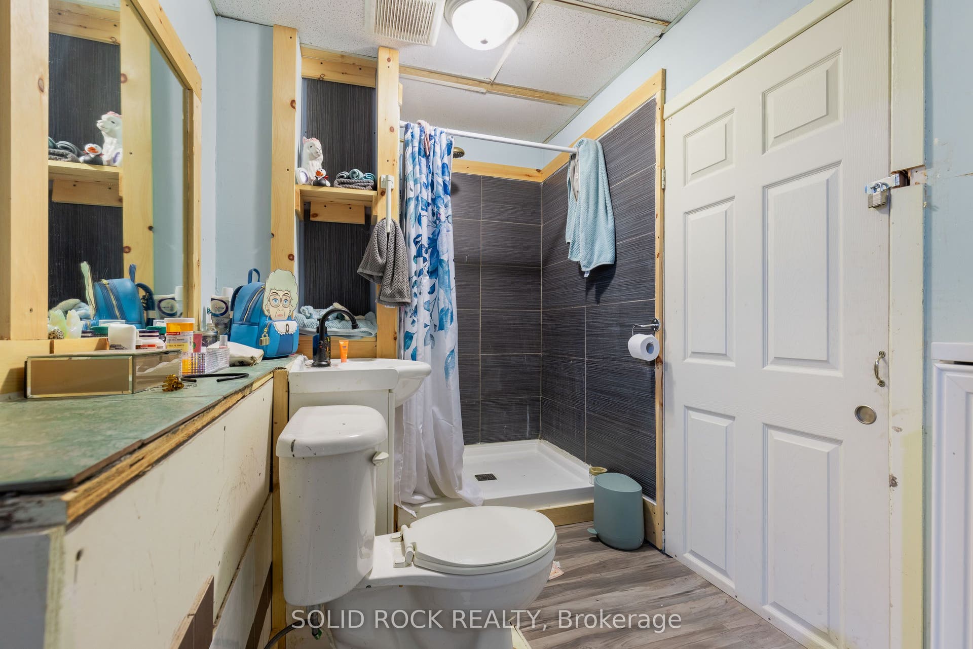 Bathroom in bachelor apt with walk-in shower