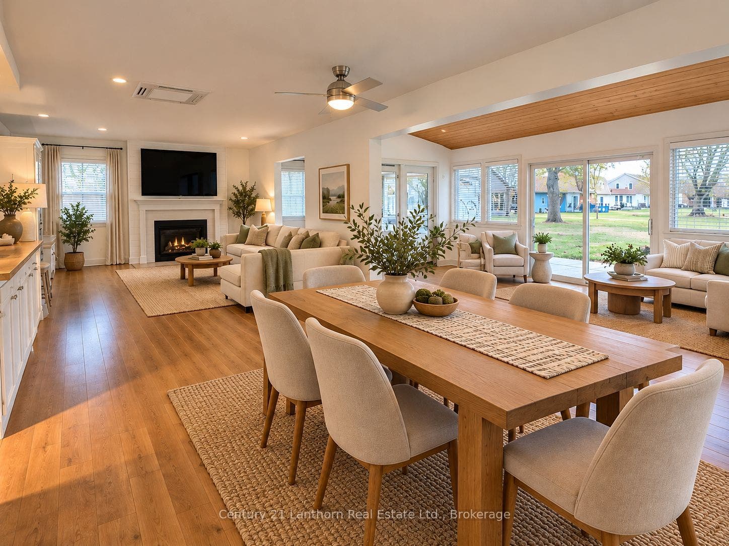 27 Willow Point Road, Brighton, Northumberland ON K0K 1H0 Open concept with fireplace (virtually staged)