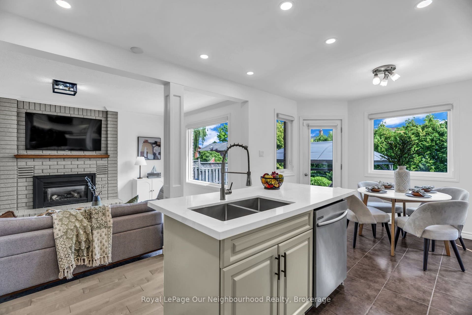 Kitchen Overlooks the Family Room