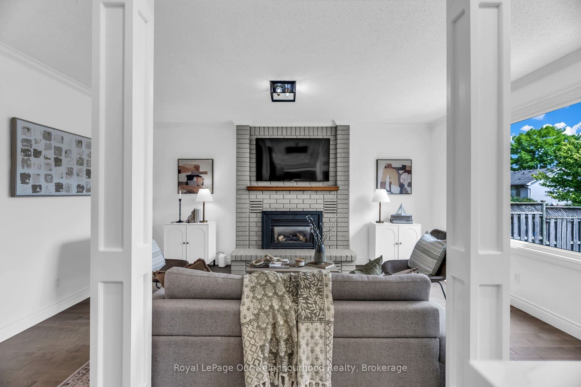 Sunken Family Room with Gas Fireplace