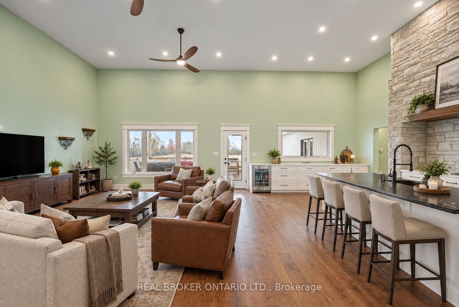 Living Room Kitchen Virtually Staged