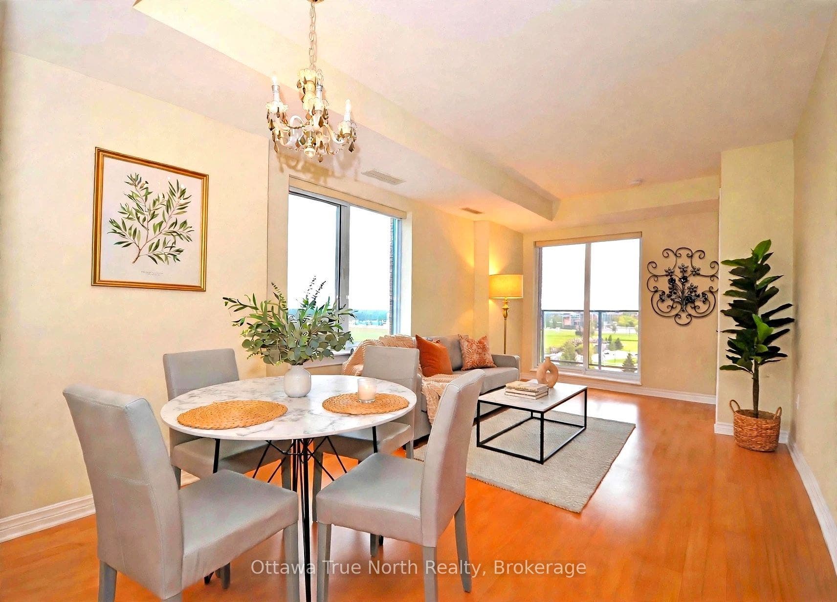 Virtual staged living and eating area