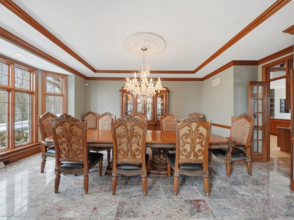 Marble floor and crown molding