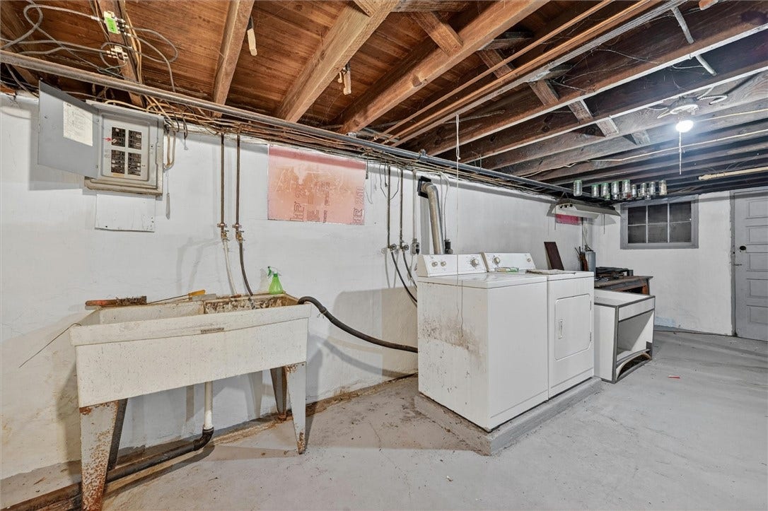 Basement laundry area.