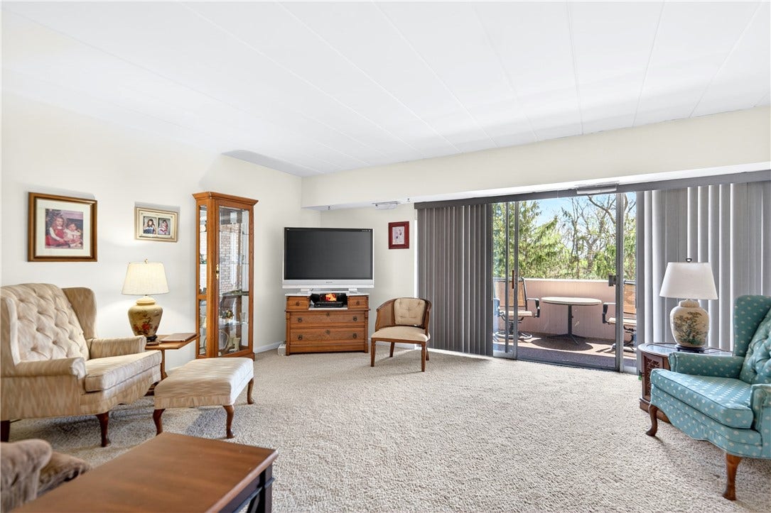 Living room with sliding doors onto patio