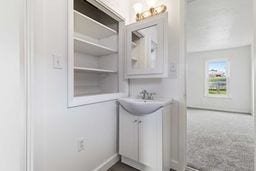 New fixtures & plumbing! Shelf space!