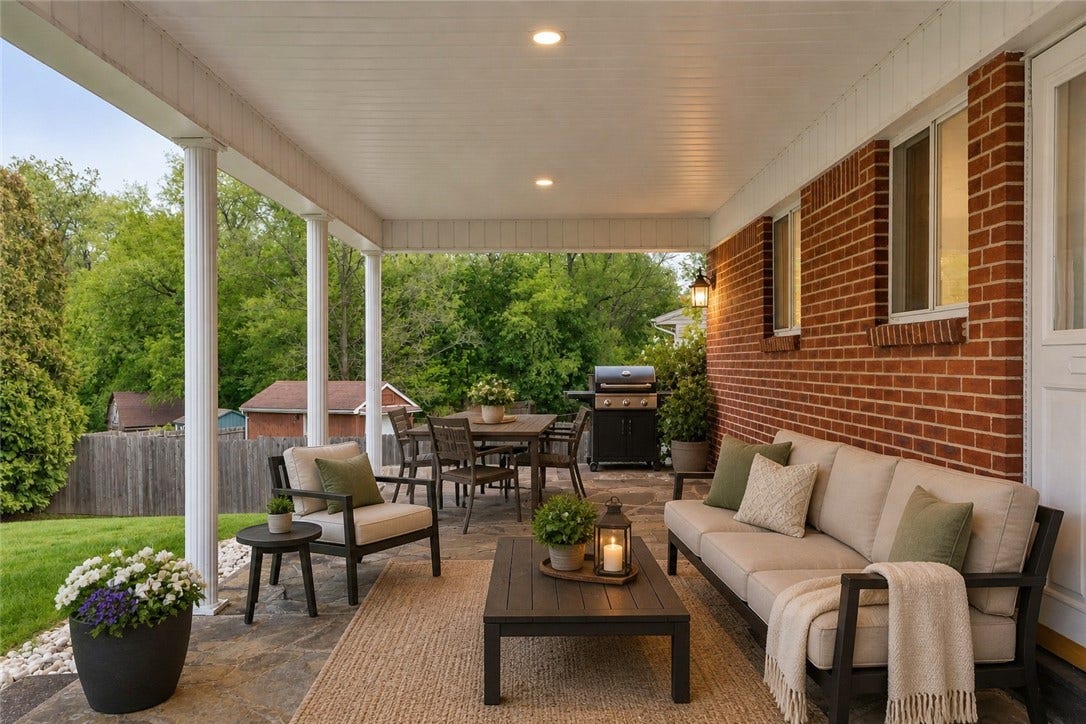 Virtually staged for summer nights on the veranda!