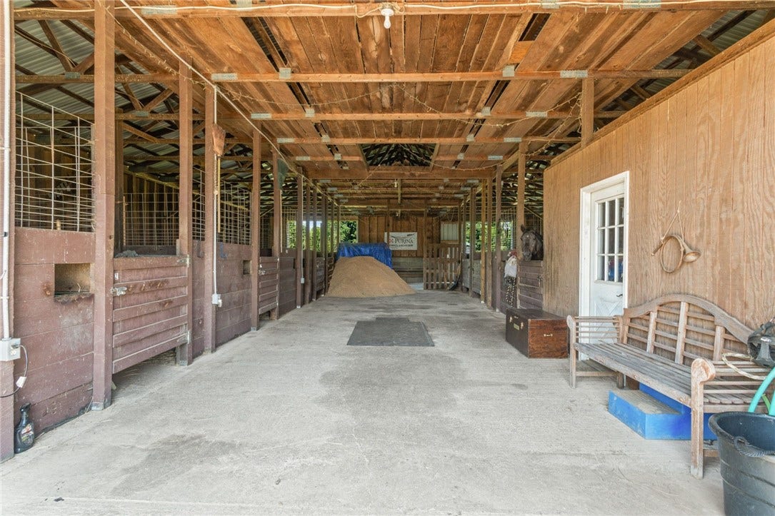 Expansive barn space designed for horses, equipment, and daily farm operations