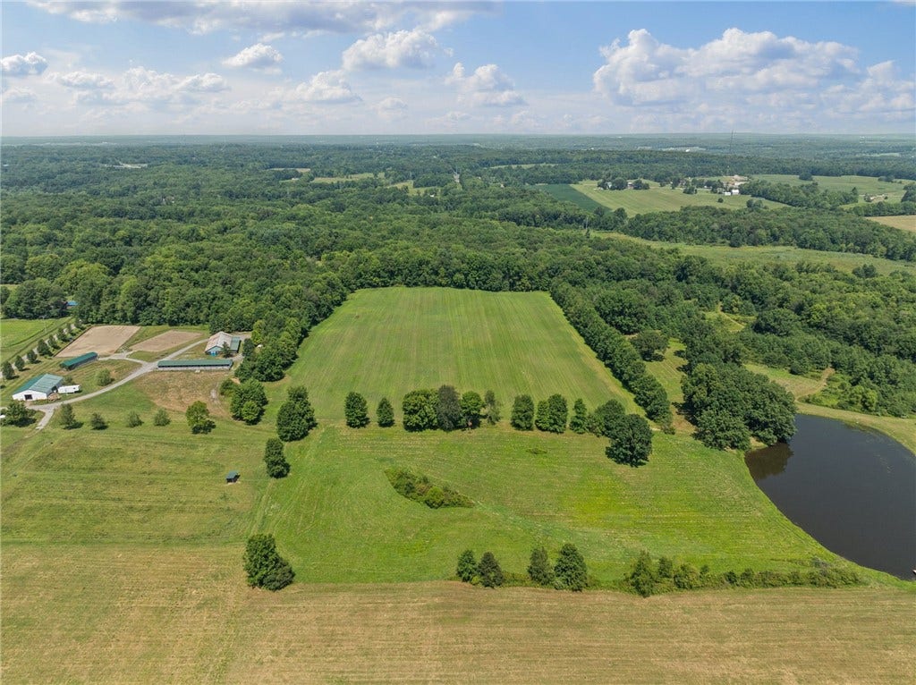 A peaceful equestrian setting surrounded by open acreage and country views.