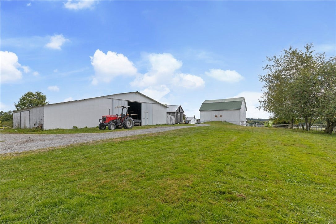 Expansive barn space designed for horses, equipment, and daily farm operations