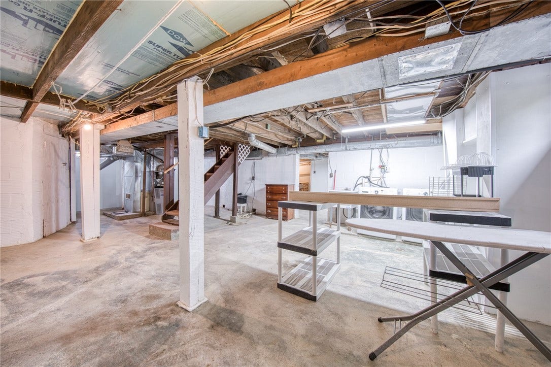 Basement with washer and dryer