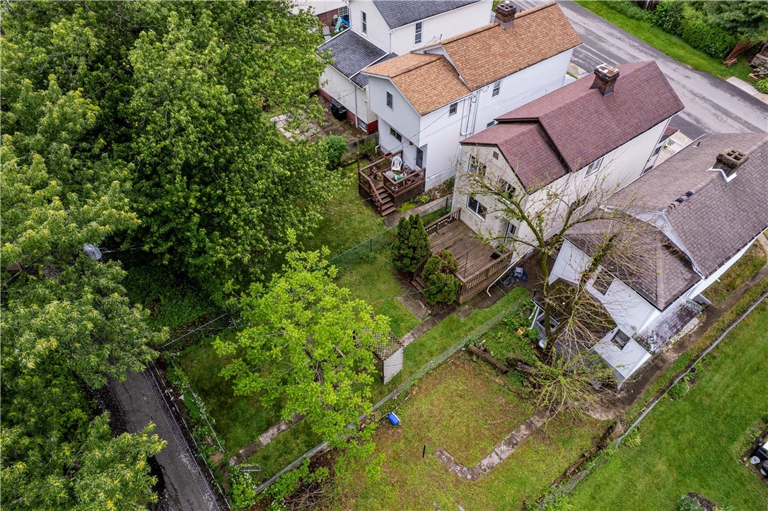 AERIAL OF REAR YARD AND ALLEY.  OFF STREET PARKING COULD BE ESTABLISHED FROM THE ALLEY IF YOU WANTED TO DO SO.