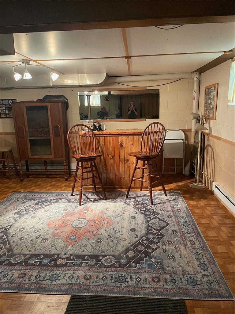 bar area in basement
