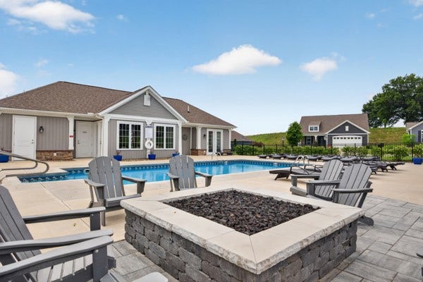 Pool, clubhouse, fire pit