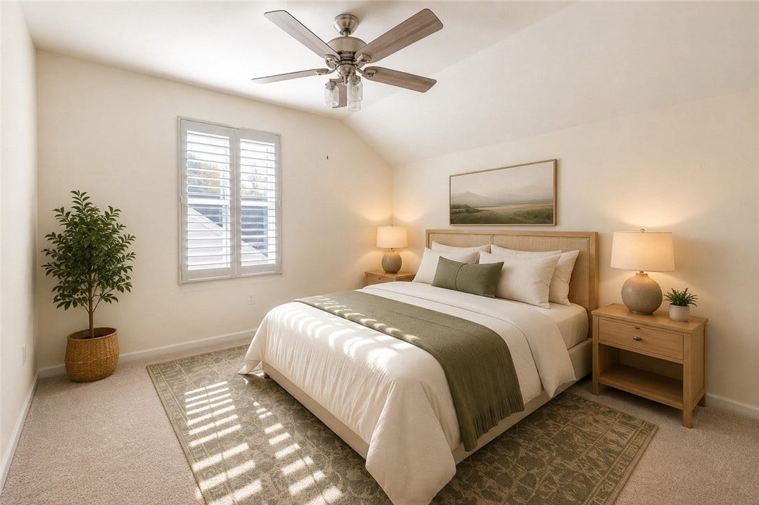 Upstairs bedroom staged.
