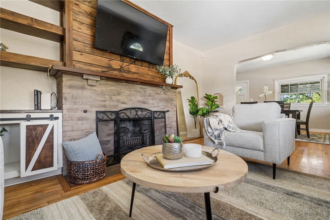 Wood burning fireplace