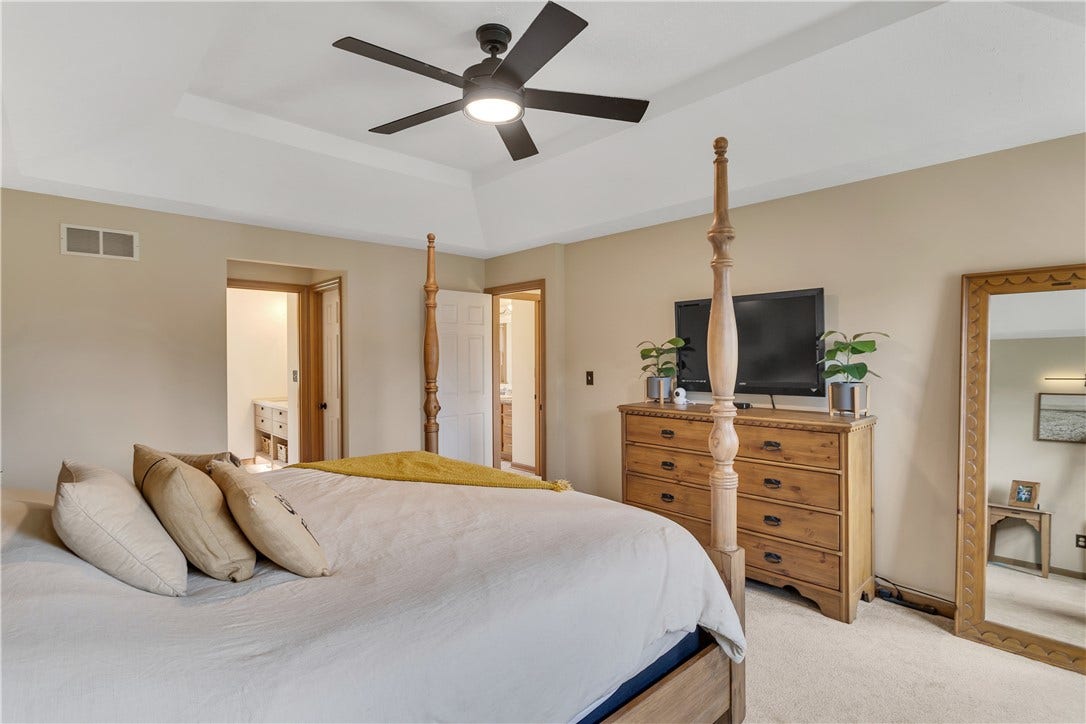 3 Sarah Ct., Irwin, PA 15642 Relax in the Spacious Primary Suite with Private Bath and Spacious Walk in Closet.
