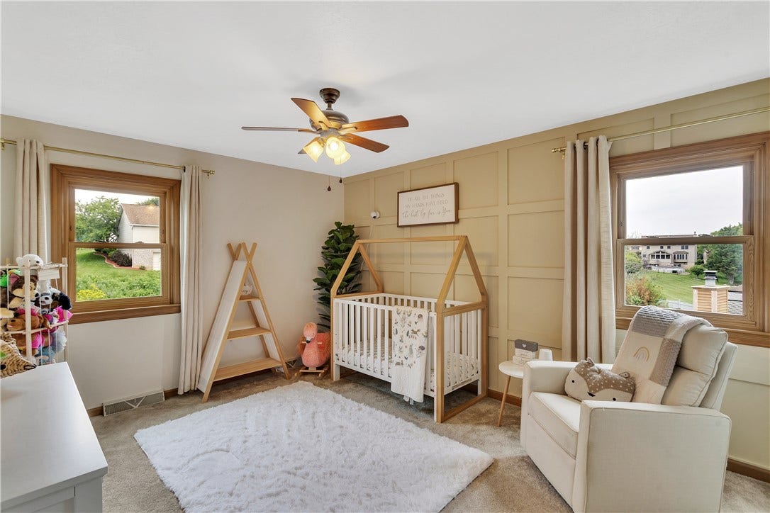 3 Sarah Ct., Irwin, PA 15642 15x12 Bedroom #3, also has a Ceiling Fan, Neutral Palette, and Custom Feature Wall.