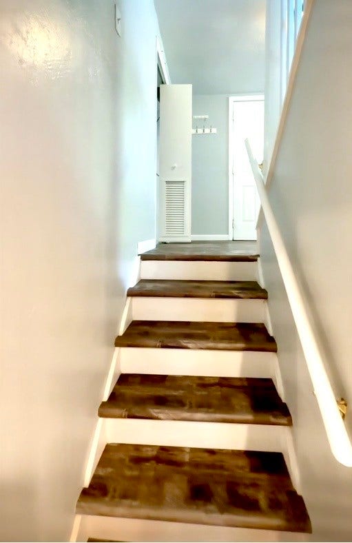 Stairs to game room.