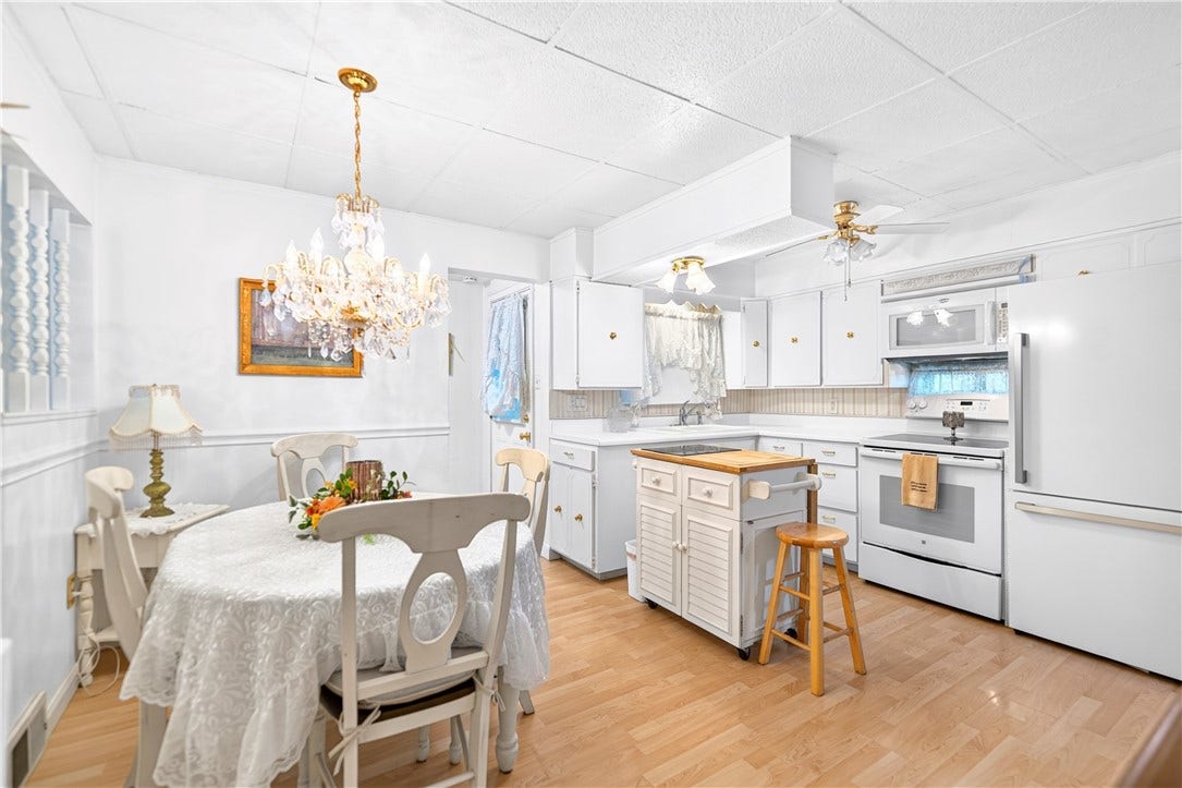 This view of the large kitchen shows the back door that we just came in!