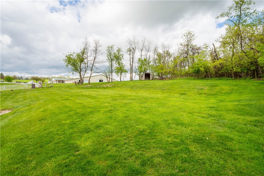 Large level area for an inground pool, playsets or Volleyball.