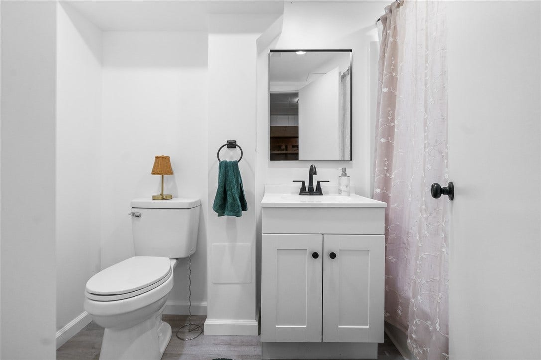 Gorgeous basement bath! You can make the gameroom into a bedroom for friend, in-laws, or older child with this fantastic bathroom nearby.