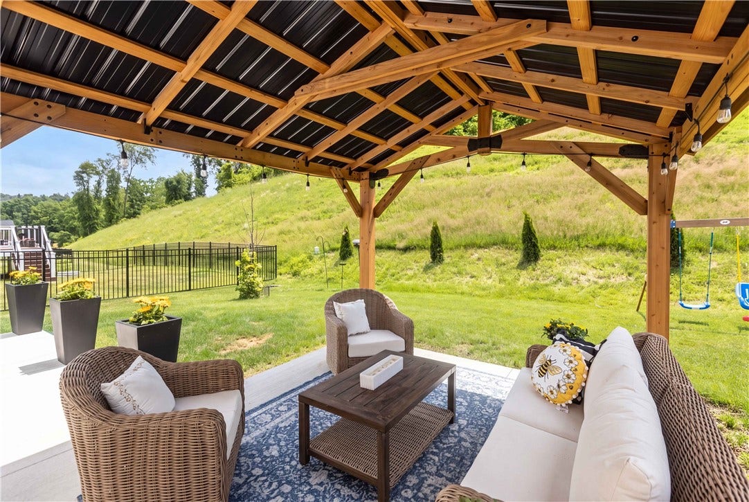 Level backyard provides exceptional usable space for entertaining, outdoor activities, or pets, with the added privacy of no rear neighbors immediately behind the home.