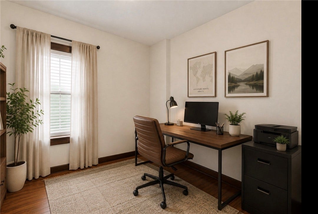 Virtually staged as an office