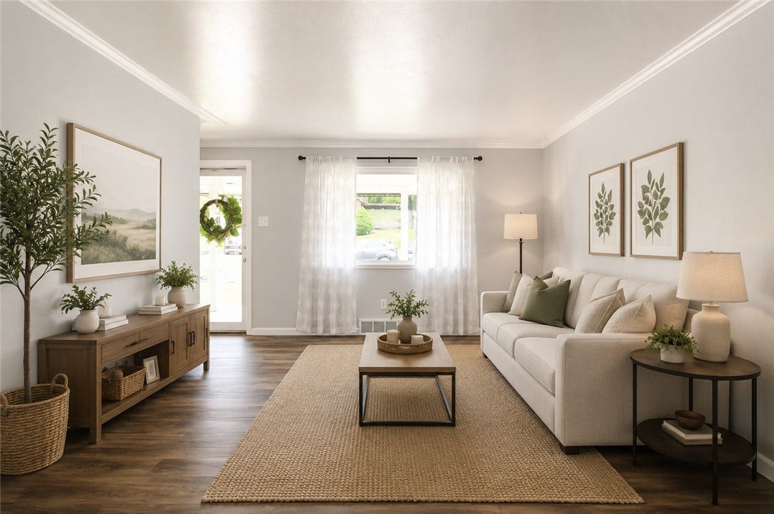 Another virtually staged option for the living room