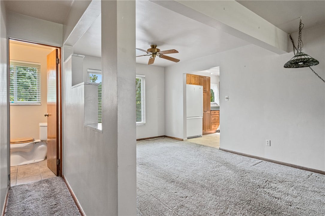 The hallway to the main floor bathroom
