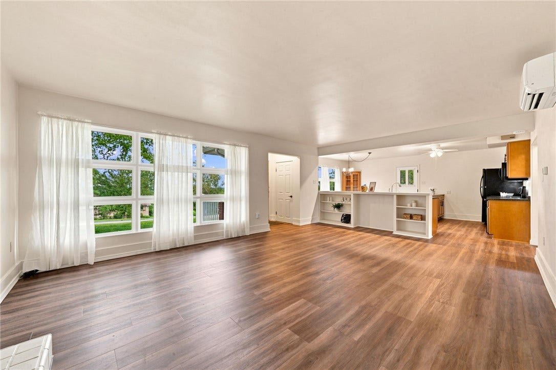 Living room looking into kitchen