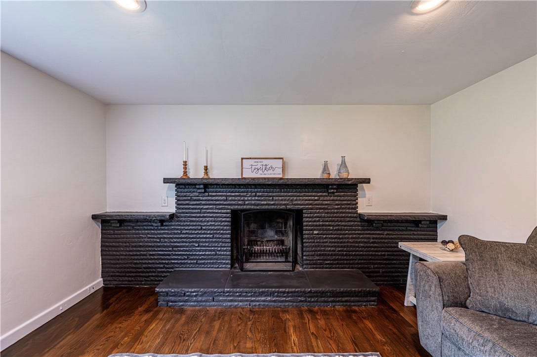 The fireplace adds a nice focal point and ambiance for cool evenings.