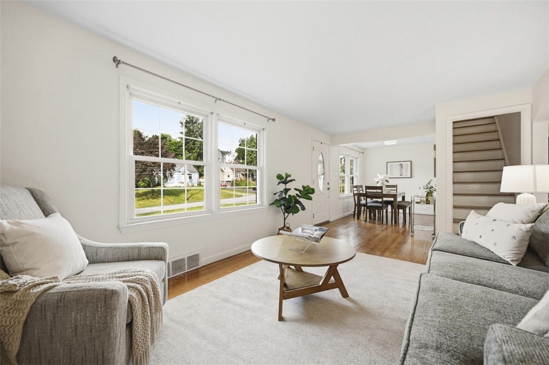 Living room opens to dining room