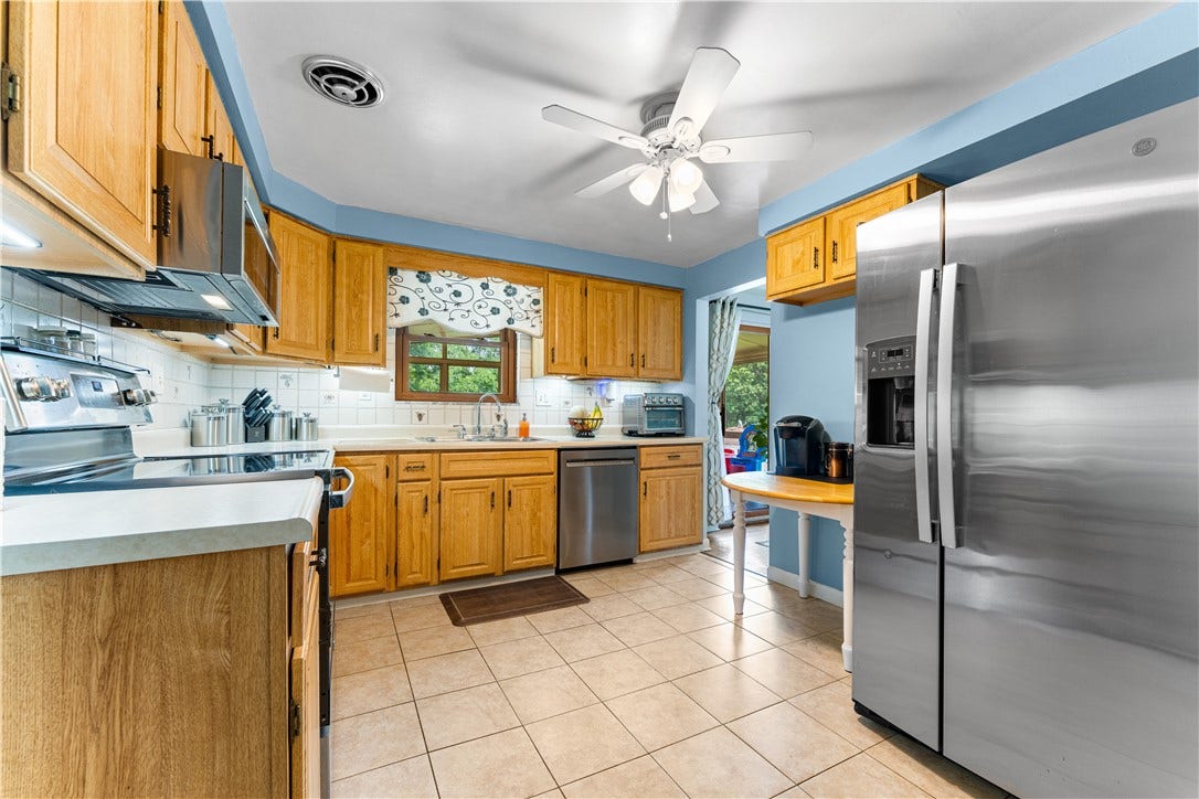 Ceiling fan provides excellent air circulation during hot summer months.