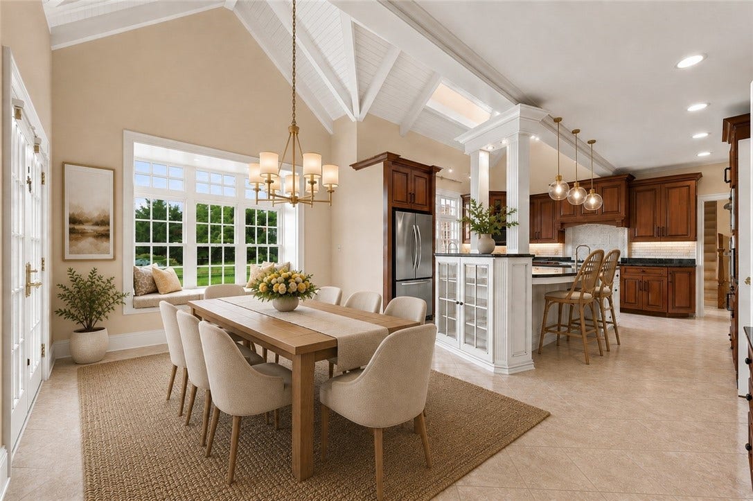The digital staging of this room provides scale and potential design ideas