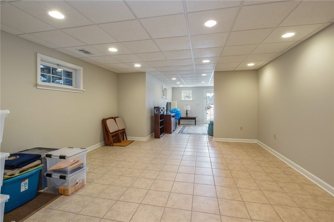 One of the finished spaces of the basement.
