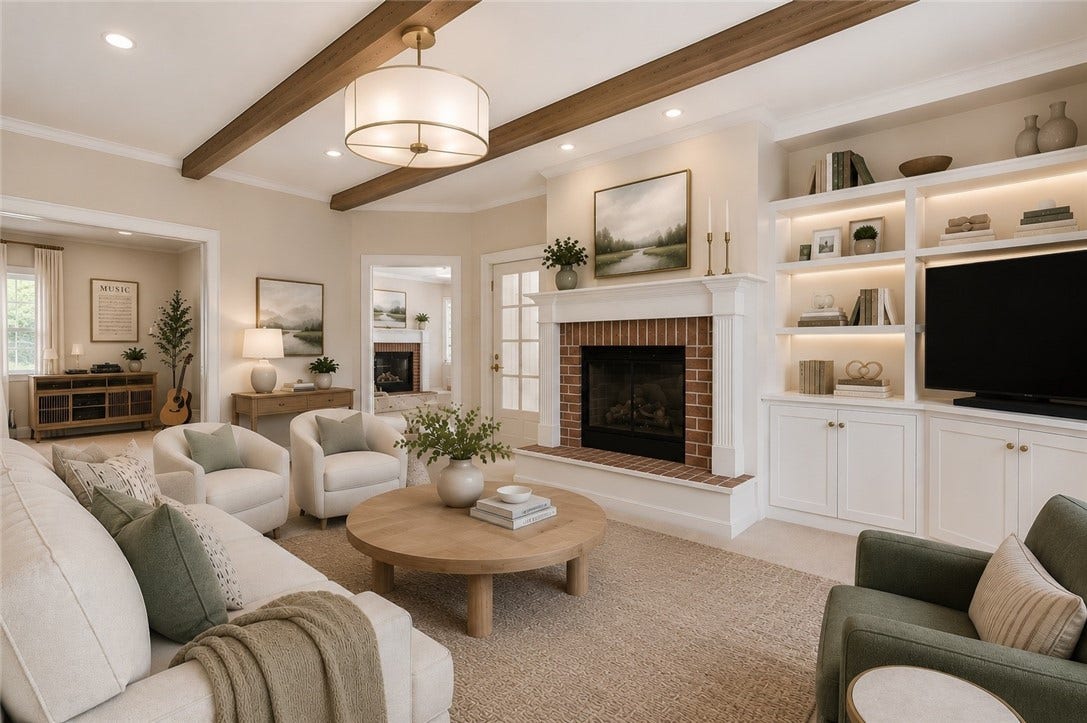 The digital staging of this room provides scale and design ideas.