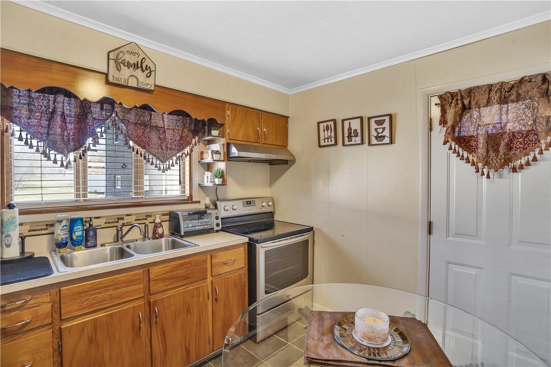 Door in kitchen leads to covered side porch.